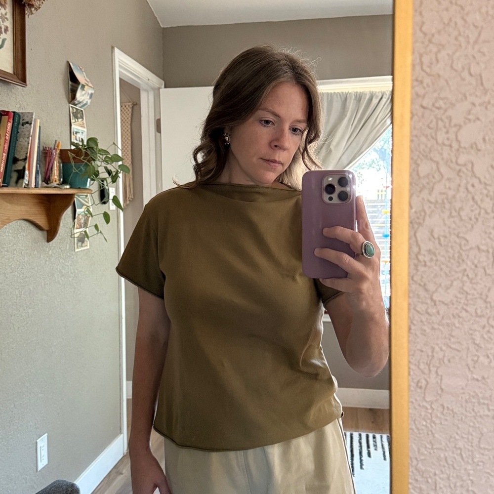 Alabama Chanin x Elizabeth Suzann Organic Cotton Tee in Ochre